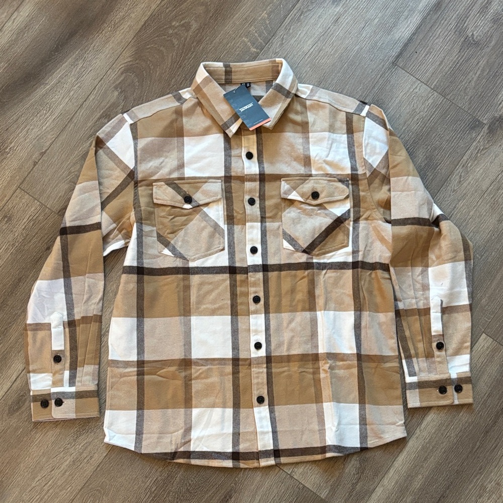 Men's Tan Plaid Shirt